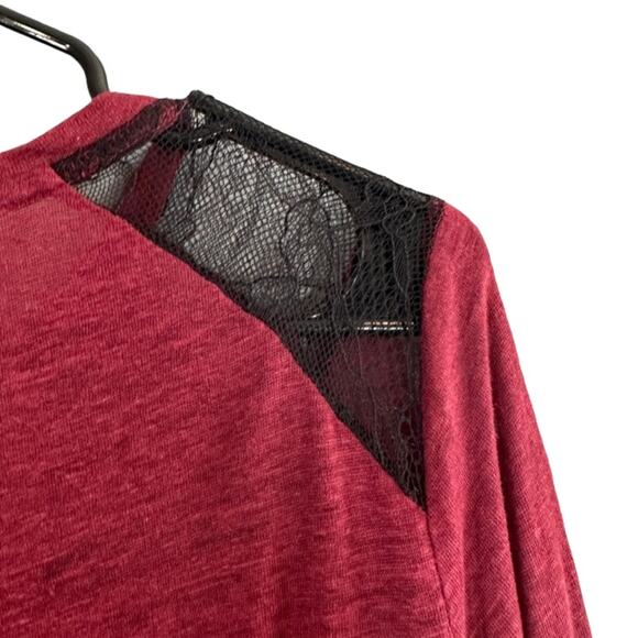 Sanctuary Maroon Lace Upper Applique Detail Long Sleeve Blouse Women Sz S - Picture 8 of 8